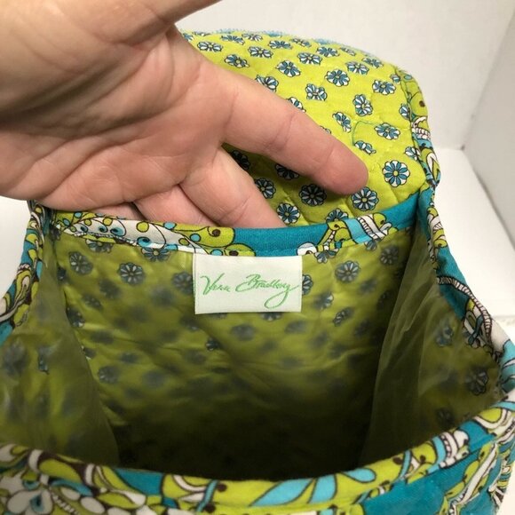 Vera Bradley Lunchbox quilted Paisley Peacock Lime Green White Quilted - Picture 6 of 8